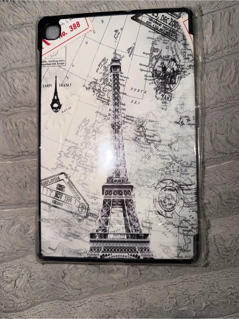 Eiffel Tower Pattern Tablet Case - White/Black